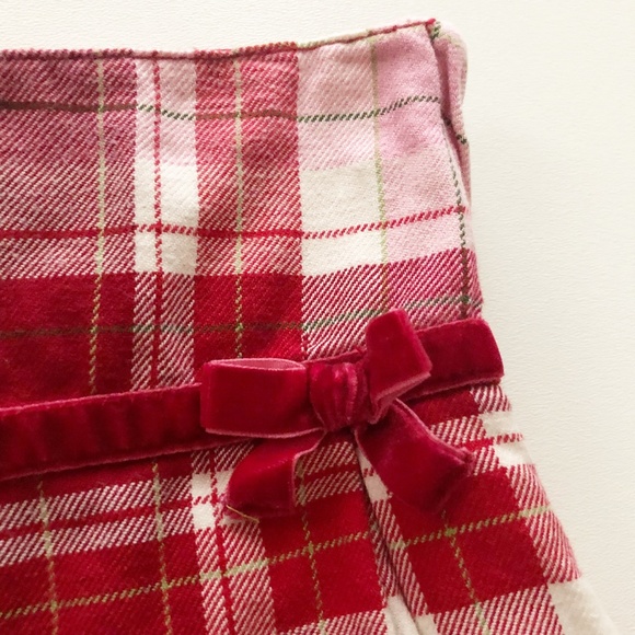 Gymboree Red Plaid Velvet Bow Skirt Sz 8 - Picture 2 of 7